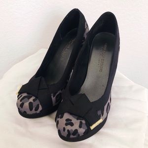 Grey leopard print heels